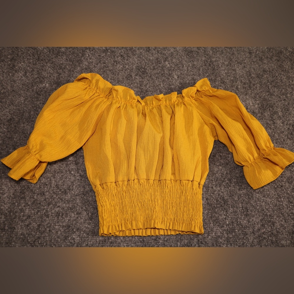Women's Mustard Off-Shoulder crop Top